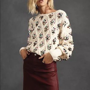 Anthropologie Lara Sequined Sweater XS